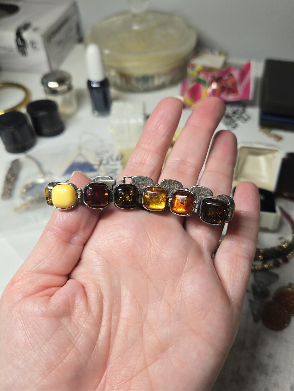 Vintage Multi-Stone Amber and Butterscotch Bracelet - Women Jewelry